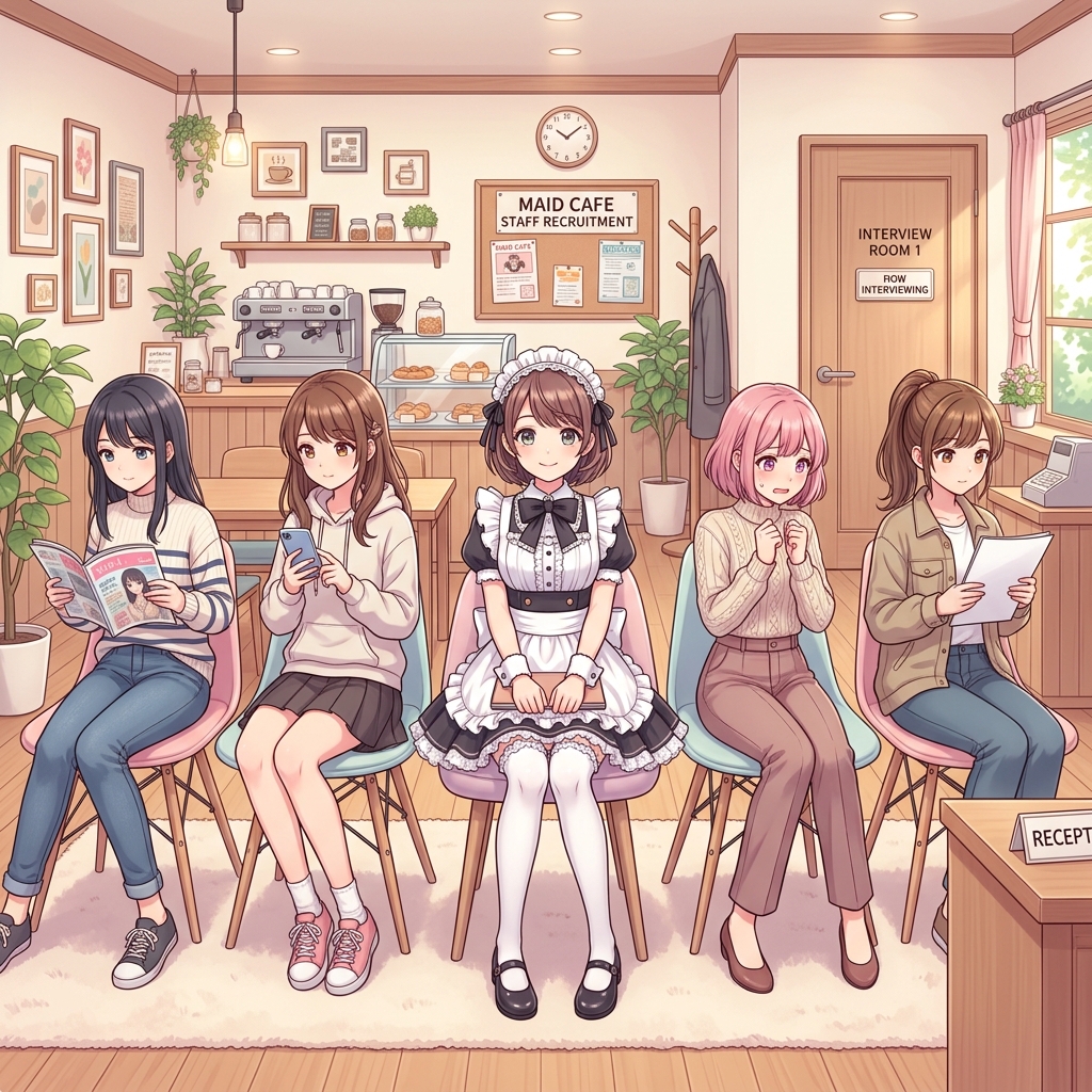 면접을 기다리는 수많은 알바생들