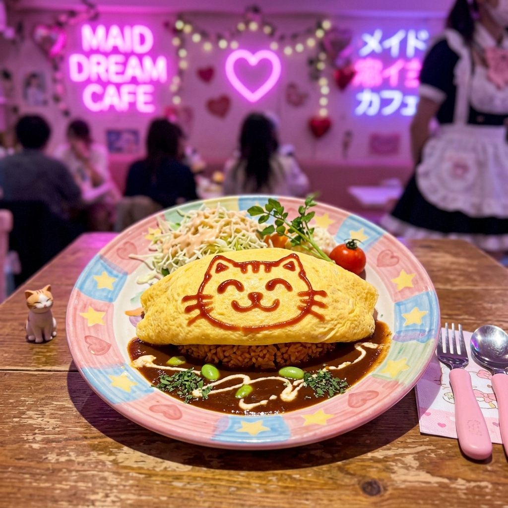 귀여운 오므라이스와 디저트